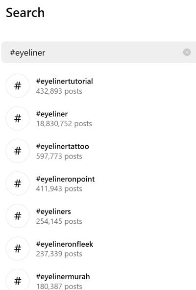 search for trending hashtags in the search bar of instagram